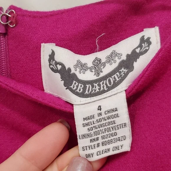 BB Dakota Fuchsia Wool Dress - Picture 3 of 5